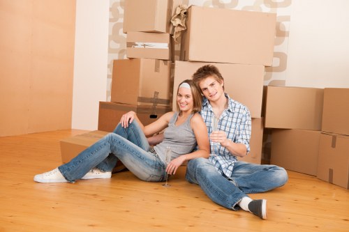 Student removal service in Belgravia with boxes and moving van