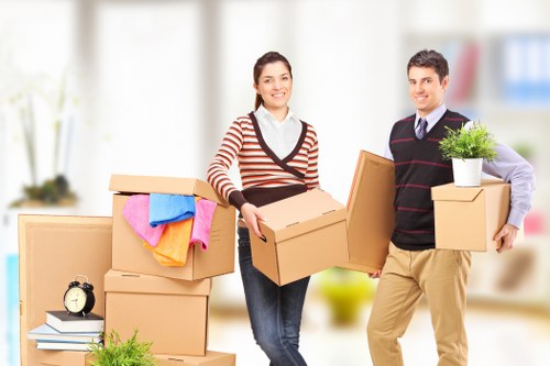 Moving boxes and household items prepared for transport in central London
