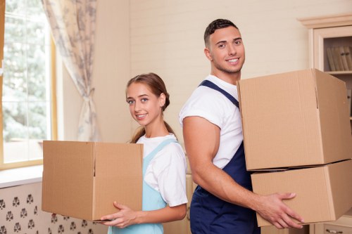 Moving boxes and household items from a Belgravia townhouse