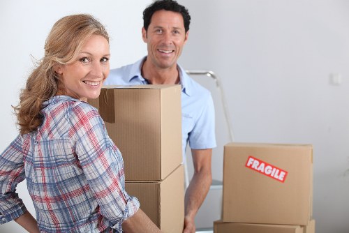 Prepared moving boxes and furniture ready for collection in Belgravia